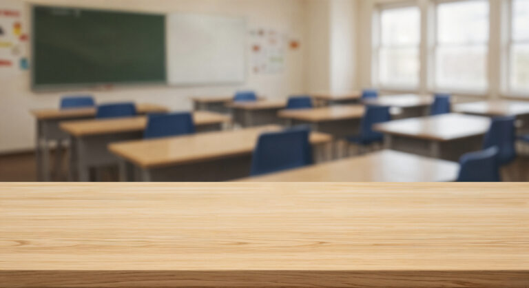 Imagen aula escolar vacía para representar el abandono escolar en Castilla-La Mancha