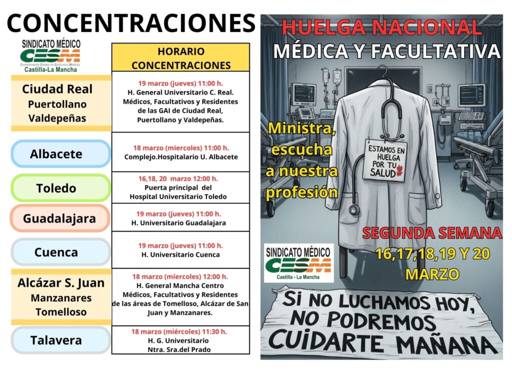 Concentraciones de la huelga. Fuente: CESM CLM
