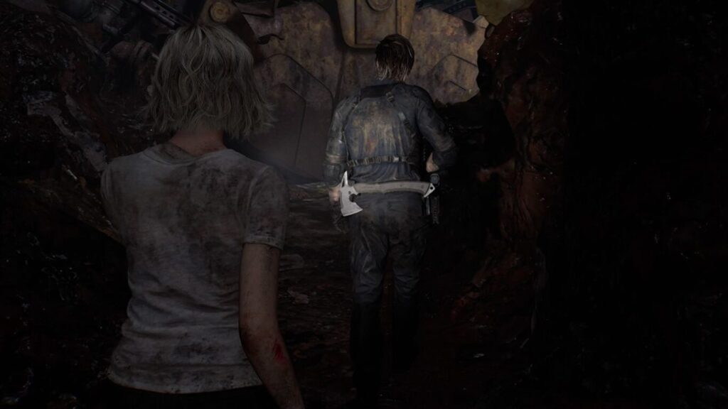 Imagen Resident Evil Requiem, Grace y Leon andando por un camino destrozado 