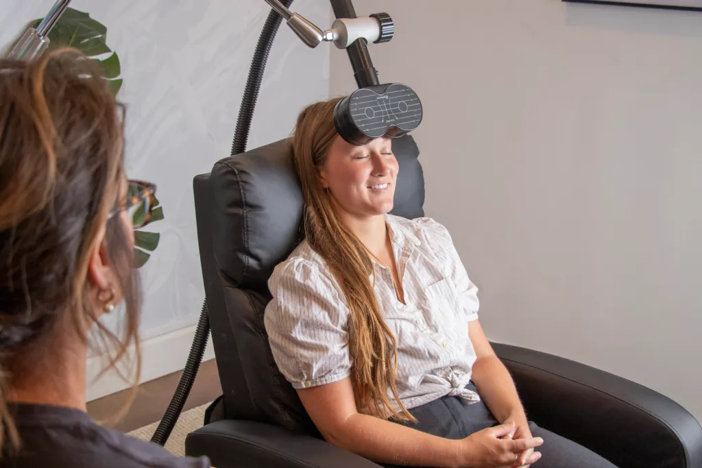 non invasive brain stimulation therapy PTSD treatment session