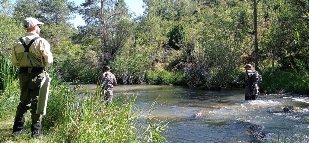Pescadores dentro del río