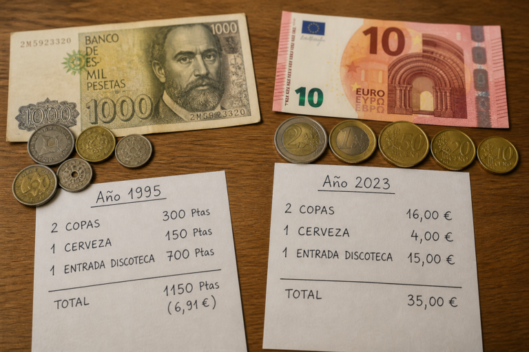 De 2000 pesetas a 40 euros, la fiesta de antes VS la de ahora